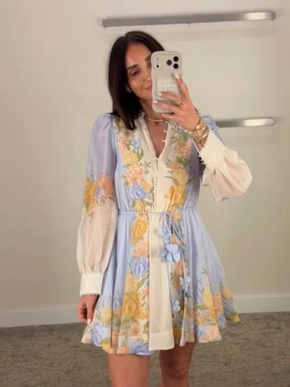 Ever New Shyla Floral Long Sleeve Dress in Blue Mercia Floral 0